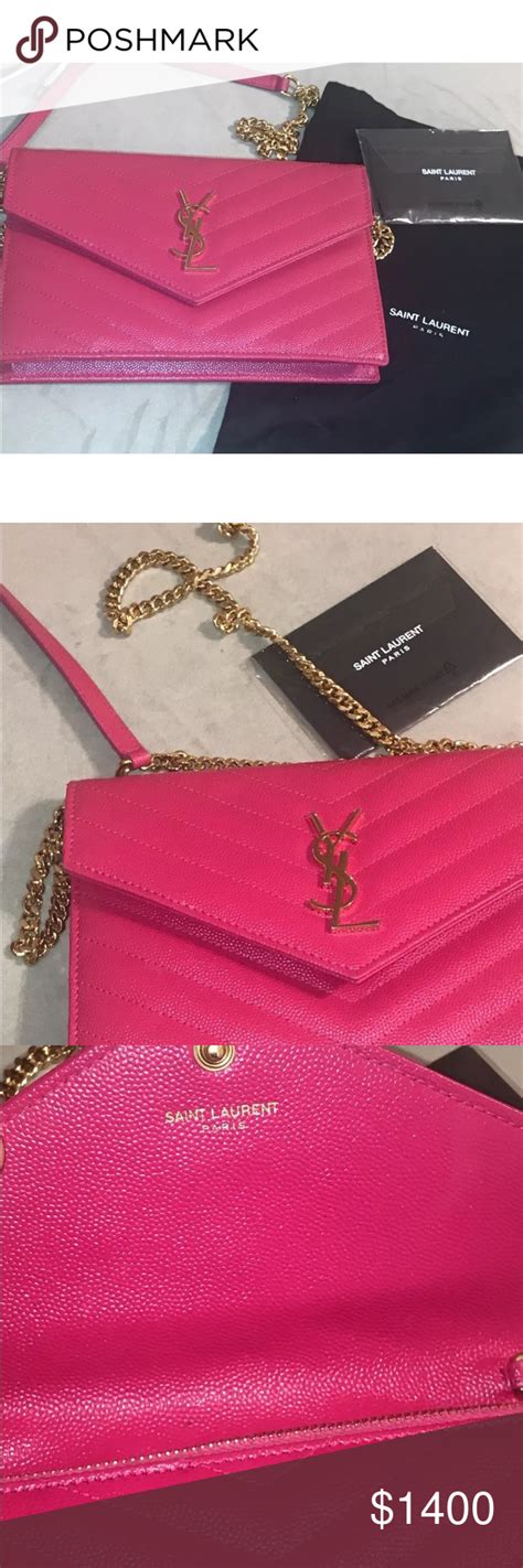 ysl wallet on chain pink gold|ysl wallet on chain used.